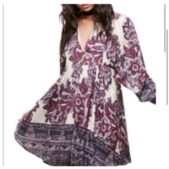 FREE PEOPLE Boho Satin Mini Dress - Picture 4 of 9